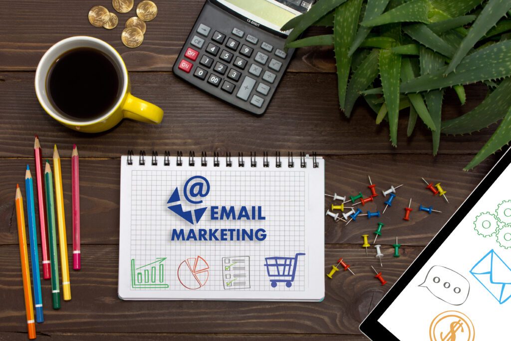 Email Marketing On The Office Table With Tools Concept